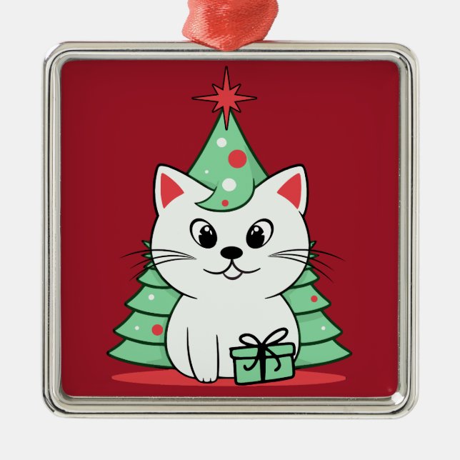 Christmas cat metal tree decoration (Front)
