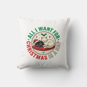 Christmas Cat Nap Holiday Design Cushion