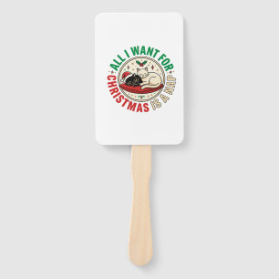 Christmas Cat Nap Holiday Design Hand Fan