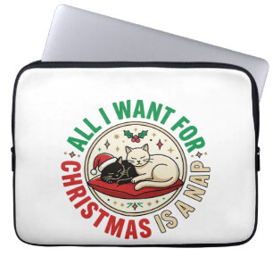 Christmas Cat Nap Holiday Design Laptop Sleeve