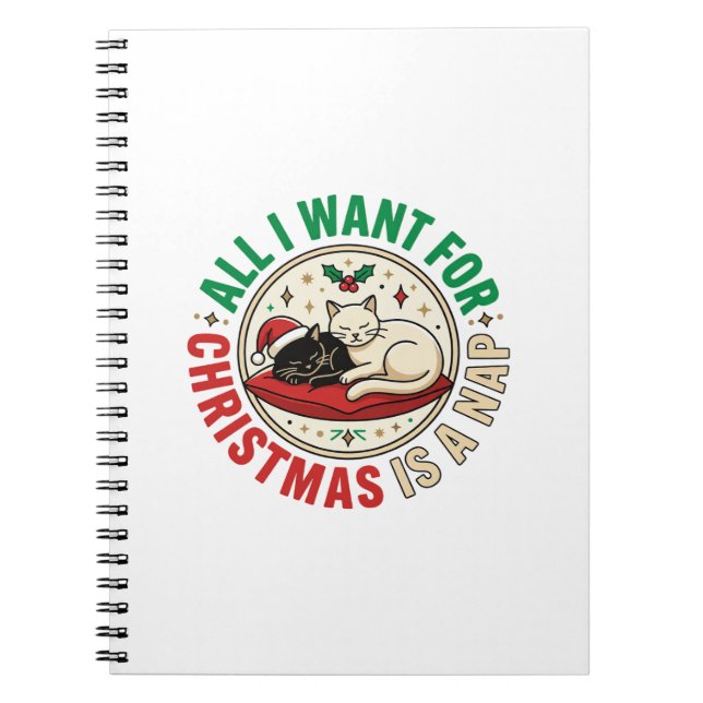 Christmas Cat Nap Holiday Design Notebook (Front)