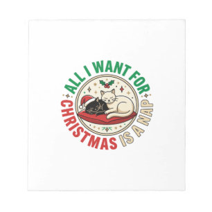 Christmas Cat Nap Holiday Design Notepad