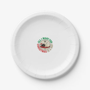 Christmas Cat Nap Holiday Design Paper Plate