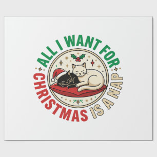 Christmas Cat Nap Holiday Design Wrapping Paper