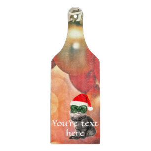 Christmas Cat on a christmas ball background Cutting Board