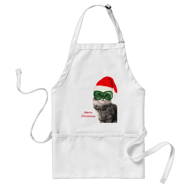 Christmas Cat on a christmas ball background Standard Apron (Front)