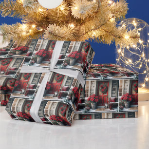 Christmas Cat On Doormat Wrapping Paper