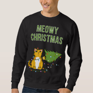 Christmas Cat Orange Tiger Tabby xmas tree kitty c Sweatshirt