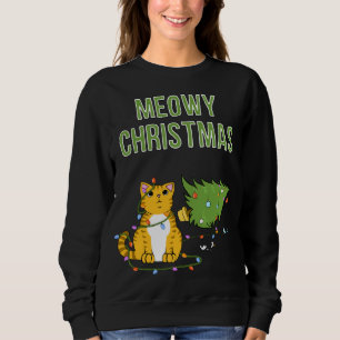 Christmas Cat Orange Tiger Tabby xmas tree kitty c Sweatshirt