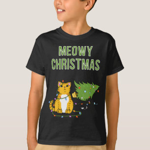 Christmas Cat Orange Tiger Tabby xmas tree kitty c T-Shirt