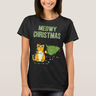 Christmas Cat Orange Tiger Tabby xmas tree kitty c T-Shirt