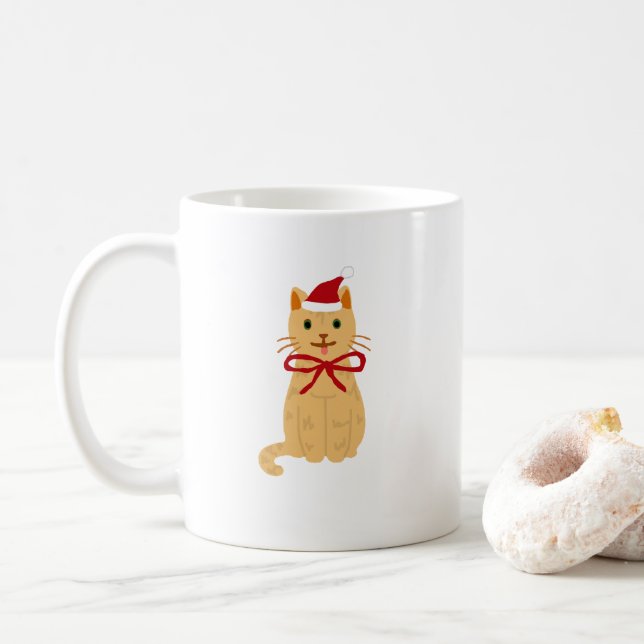 Christmas Cat Painting Coffee Mug (With Donut)