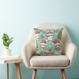Christmas cat-pattern cushion