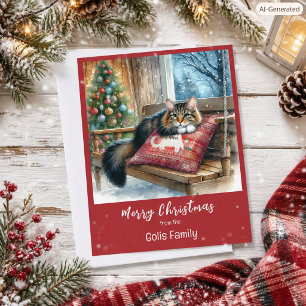Christmas Cat Personalised Holiday  Card