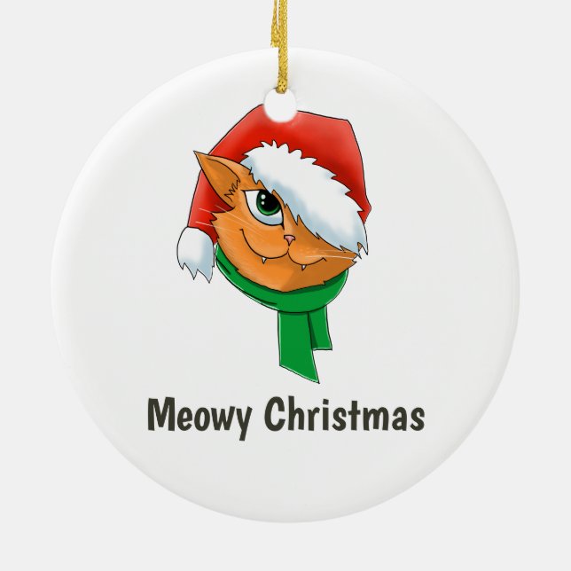 Christmas Cat Photo Ceramic Tree Decoration (Back)