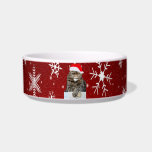 Christmas Cat Photo in Santa Hat Snowflake in Red Bowl<br><div class="desc">Christmas cat image product. ⭐PERSONALIZE this template with your artwork. ⭐EDIT it further to make more changes. ⭐TRANSFER this design to any product. Visit all my stores at bit.ly/SandyspiderStores (cut and paste).</div>