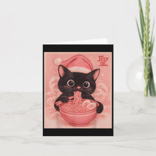 Christmas Cat Pink Santa Kawaii Anime Christmas Ra Card