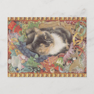 Christmas Cat postcard, Postcard