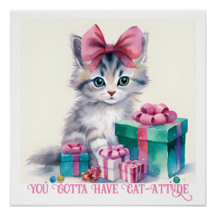 Christmas Cat Poster