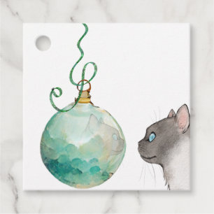 Christmas Cat Reflection in an Ornament Gift Tags