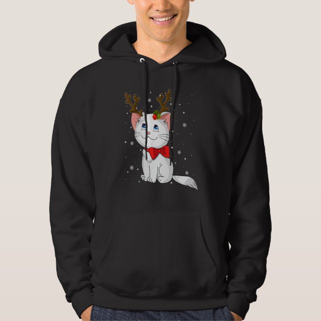 Christmas Cat Reindeer Antlers For Men Women Boys  Hoodie (Front)