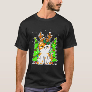 Christmas Cat Reindeer Antlers Gift For Men Women T-Shirt