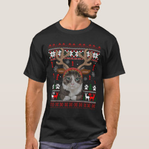 Christmas Cat Reindeer Ugly Christmas Sweater  for