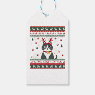 Christmas Cat Reindeer Ugly Christmas Sweater T-Sh Gift Tags