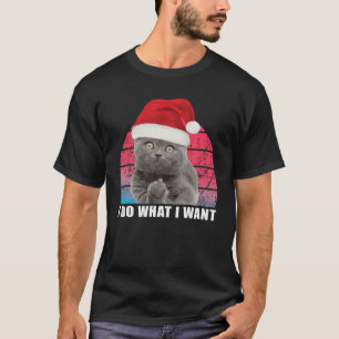 Christmas-Cat Retro I-Do What I-Want Cat Funny Cat T-Shirt