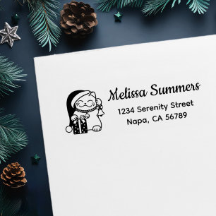 Christmas Cat Return Address Self-inking Stamp