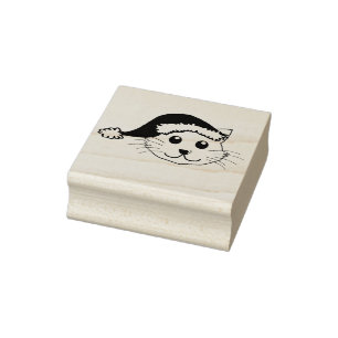 Christmas Cat Rubber Stamp