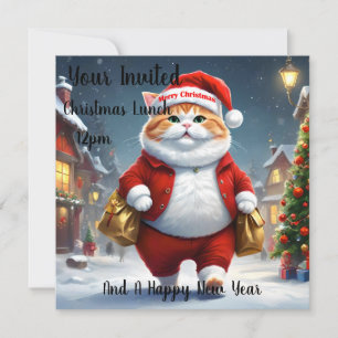 Christmas Cat Santa, Christmas Invitation