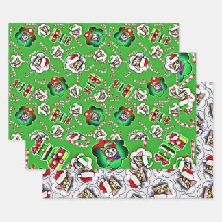 Christmas Cat - Santa Hat Cat Wrapping Paper Sheet