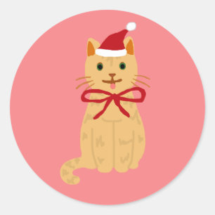 Christmas Cat Santa Painting Stickers