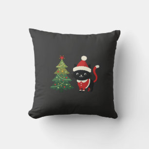 Christmas Cat Santa Tree Vector Cushion