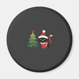Christmas Cat Santa Tree Vector Magnet