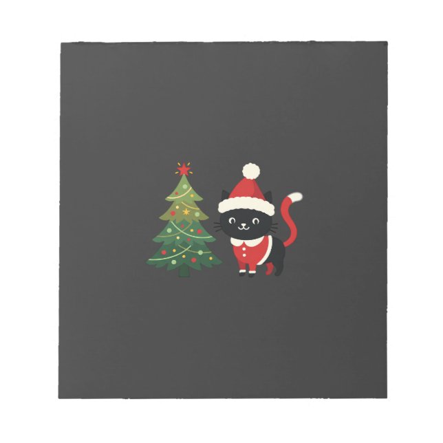 Christmas Cat Santa Tree Vector Notepad (Front)
