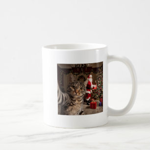 Christmas Cat Selfie With Santa Claus Cute Holiday Coffee Mug