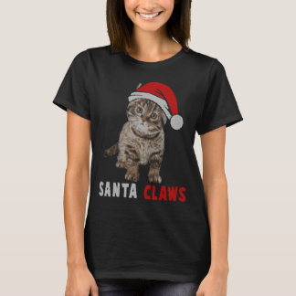 Christmas Cat Shirt, Santa Claw Cat With Santa Hat T-Shirt