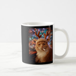 Christmas Cat Smoking Cigarette Meme Gen Z Comfort Coffee Mug