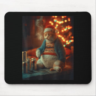 Christmas Cat Smoking Cigarette Meme Gen Z  Mouse Mat