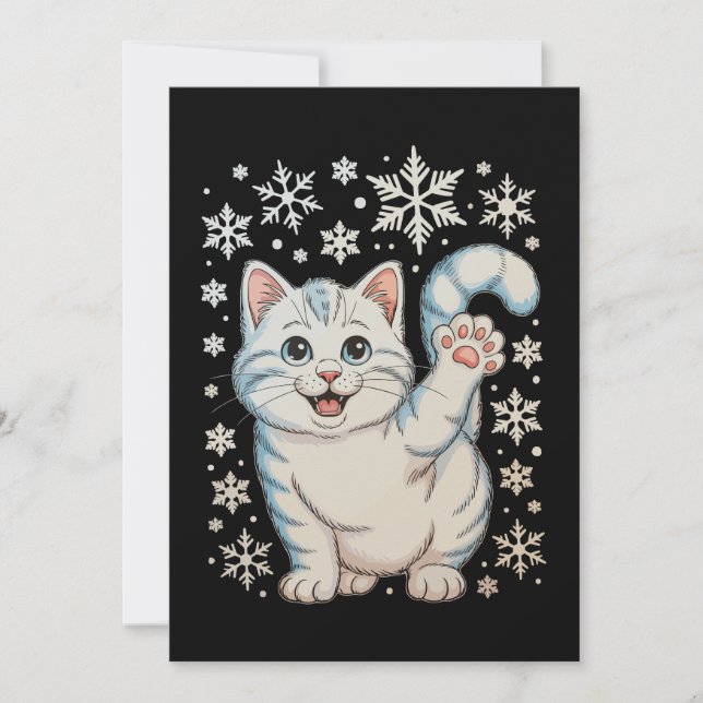 Christmas Cat Snowflakes Kitten Snow Holiday (Front)