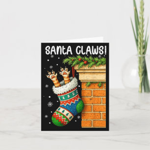 Christmas Cat Sock Santa Kitten Claw Cat Lover Xma Card