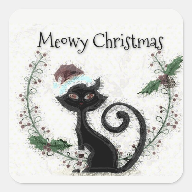  Christmas Cat  Square Sticker (Front)