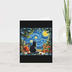 Christmas Cat Starry Night Van Gogh Santa Winter G Card