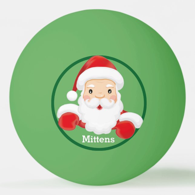 Christmas Cat Stocking Stuffer Name Santa Claus Ping Pong Ball (Front)