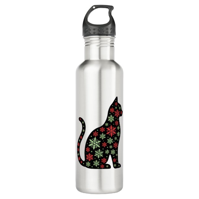 Christmas Cat T-Shirt 710 Ml Water Bottle (Front)