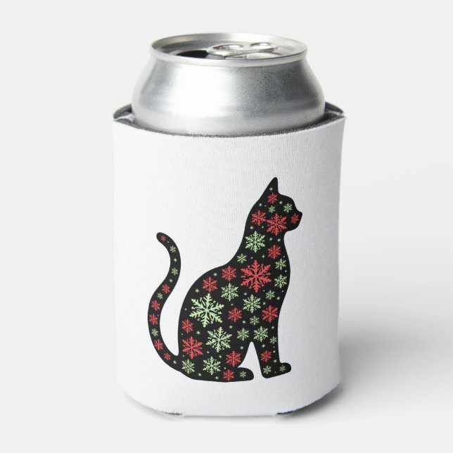Christmas Cat T-Shirt Can Cooler (Can Front)