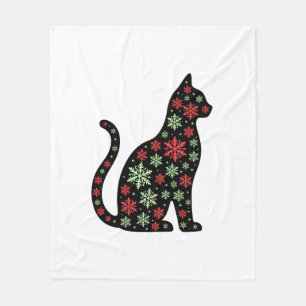 Christmas Cat T-Shirt Fleece Blanket