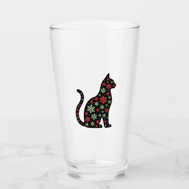 Christmas Cat T-Shirt Glass (Front)
